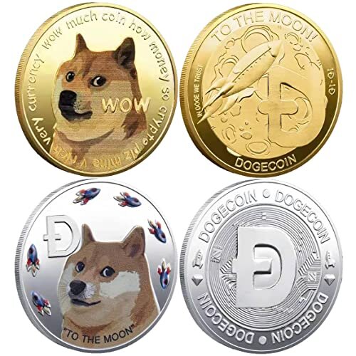 2PCS Dogecoin Commemorative Coin Gold Plated Doge Coin?2021 New Collectors Limited Edition Collectible Coin wi